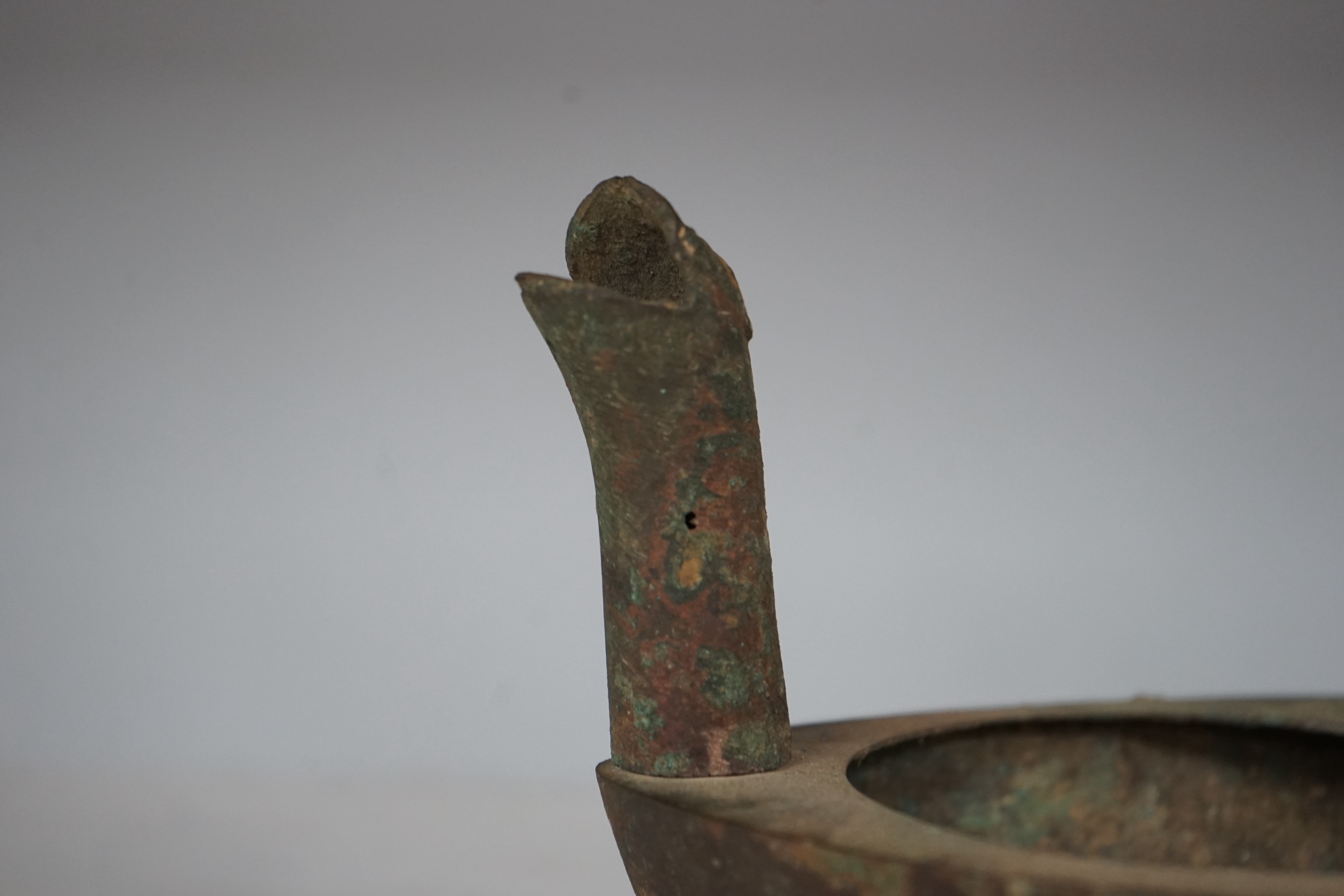 A Chinese bronze zoomorphic stove, Han Dynasty. 22cm wide. Condition - fair